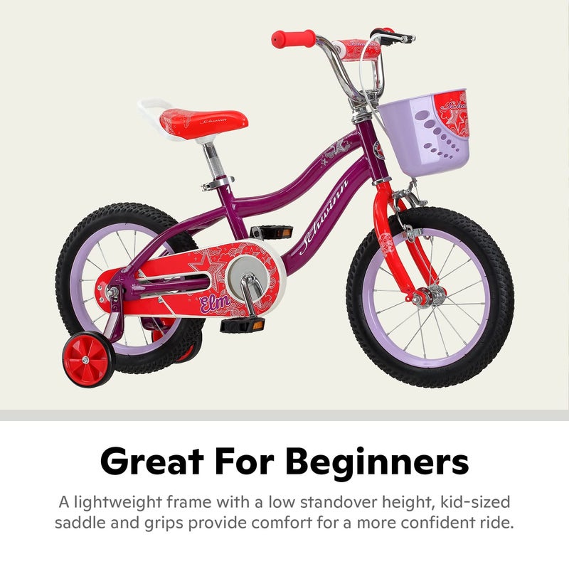 SCHWINN دراجة شوان إلم وكوين أو دراجة توازن، دراجة 12-18 بوصة للأطفال من عمر 2-13 سنة، أسود، أزرق، أحمر، تركوازي، وردي أو بنفسجي، تصميم سمارت ستارت المريح، مقعد قابل للتعديل ينمو مع الطفل، دراجة تدريب - Image 3